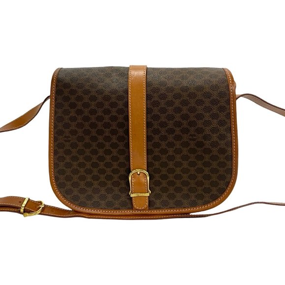 CELINE Vintage Macadam Blason Pattern Leather Shoulder Bag/Pochette/Sacoche B... - Picture 1 of 9